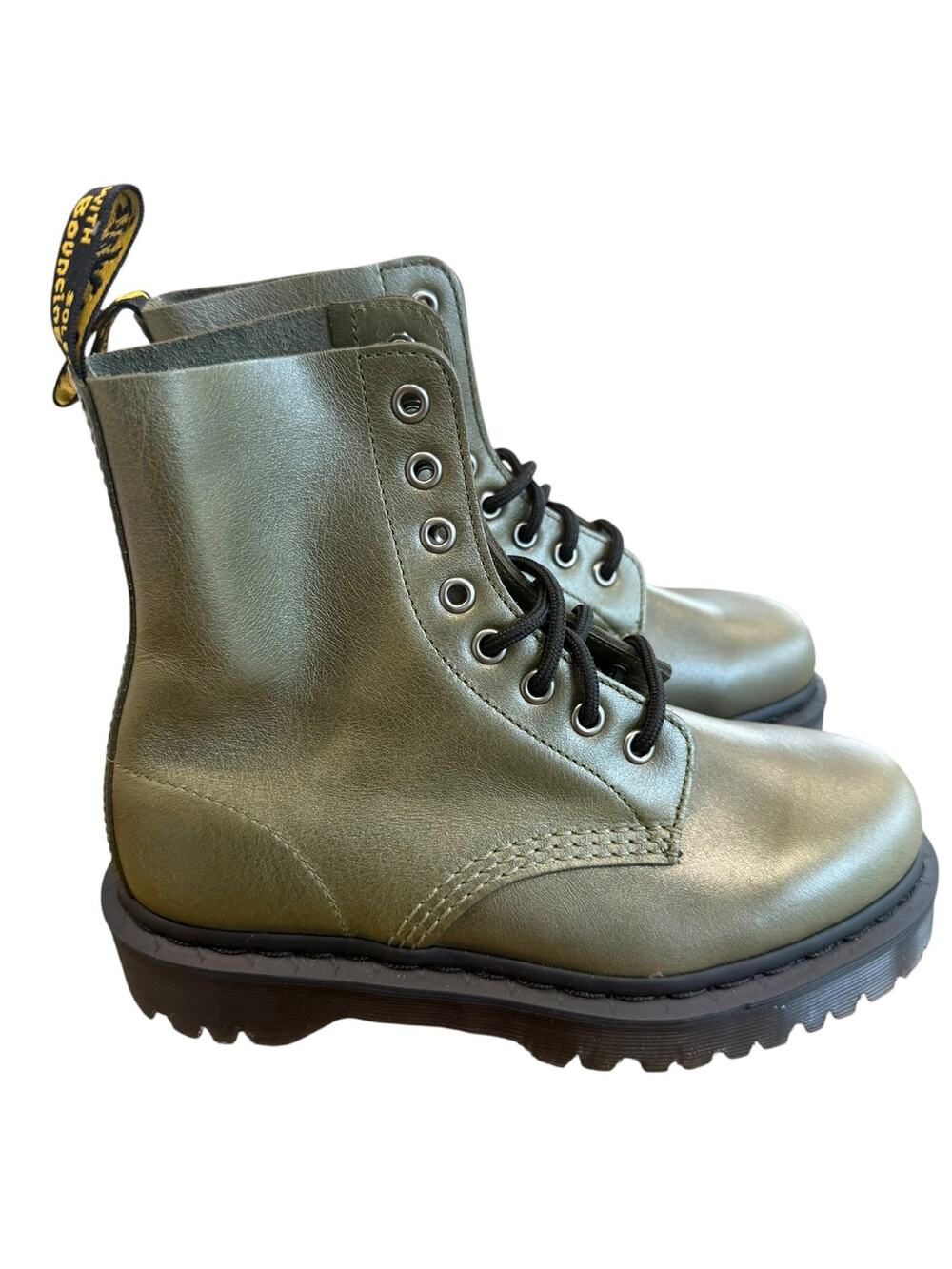 Dr. Martens 1460 Pascal Bex Olive Green Leather Combat Boots Women 6 Men 5